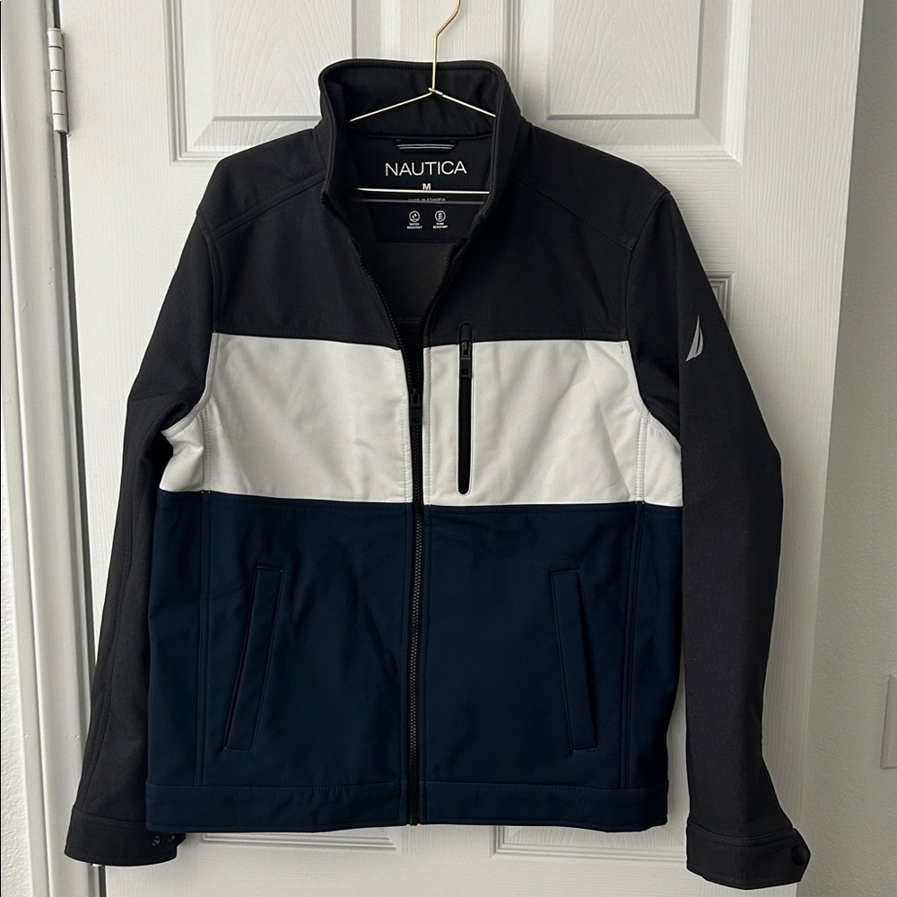 Nautica Men's Black, White, and Navy Windbreaker